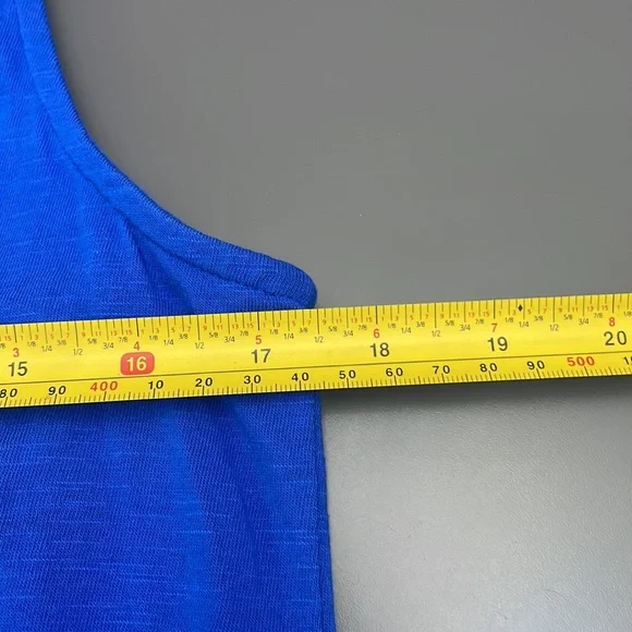 JM Collection Blouse sleeveless blue w/silver embroidery V-neck 100% cotton Sz S - Picture 6 of 11